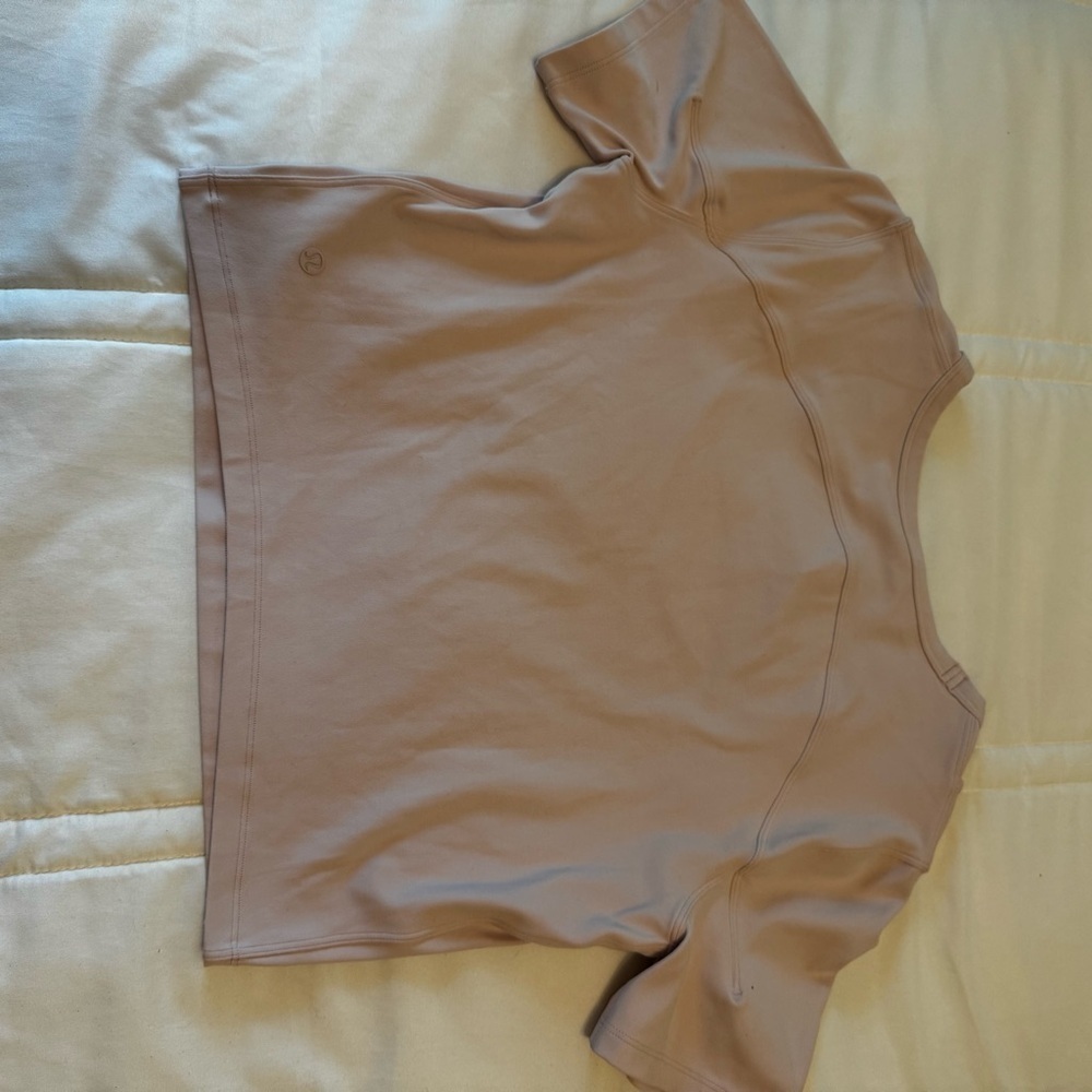 Lululemon Get Centered Cropped Top Sz 10 Shirt Short Sleeves Misty Pink Yoga - Picture 6 of 11